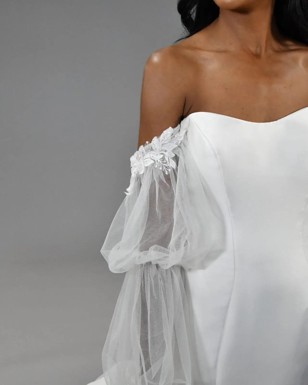 Lace & Tulle Puff Sleeve bridal-brilliance