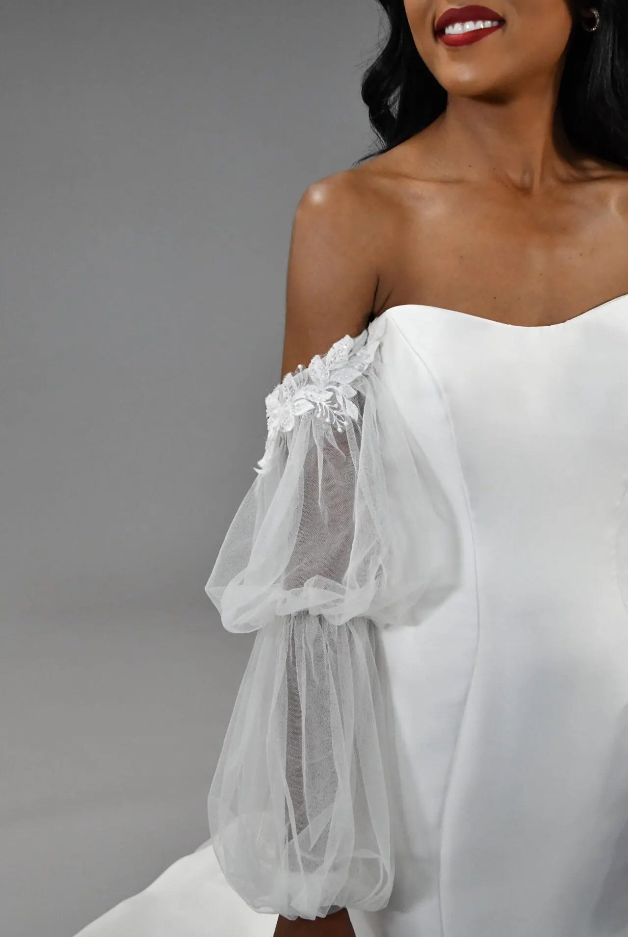 Lace & Tulle Puff Sleeve bridal-brilliance