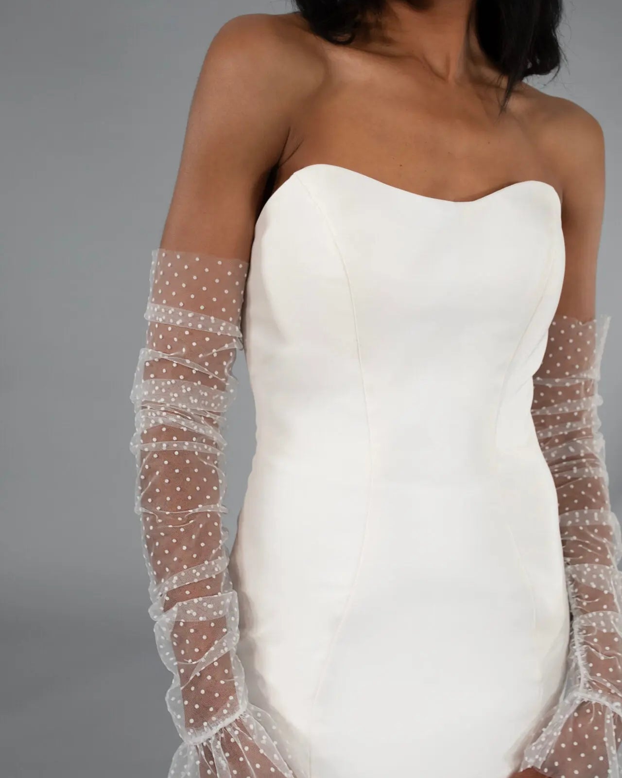 Polka Dot Tulle Sleeves bridal-brilliance