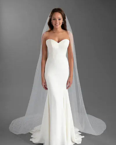 Chapel Pearl Veil | AVL0043IV bridal-brilliance