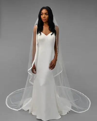 Cathedral Satin Edge Veil | AVL0083ZZ bridal-brilliance
