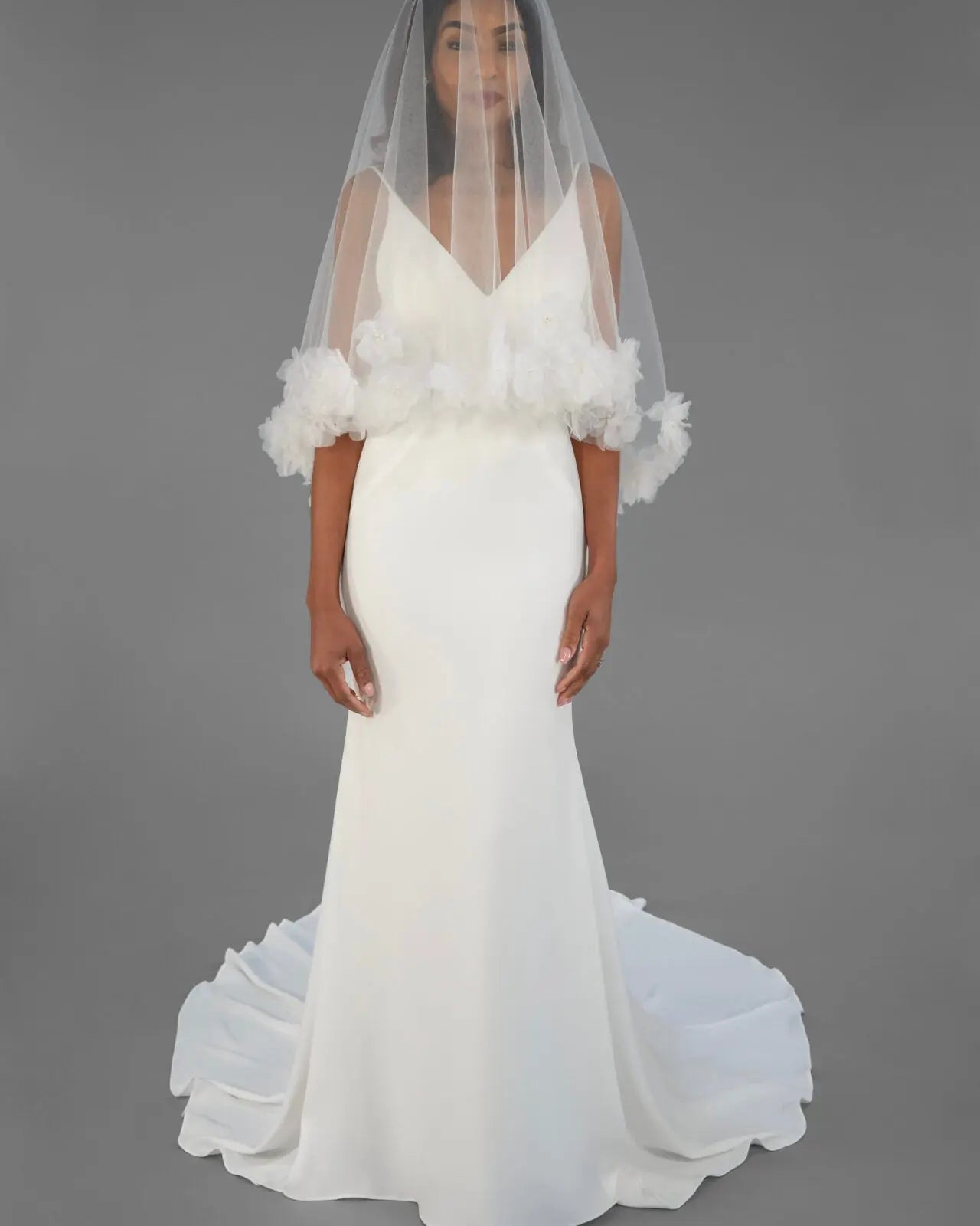 Fingertip Flower Veil | AVL0175 bridal-brilliance