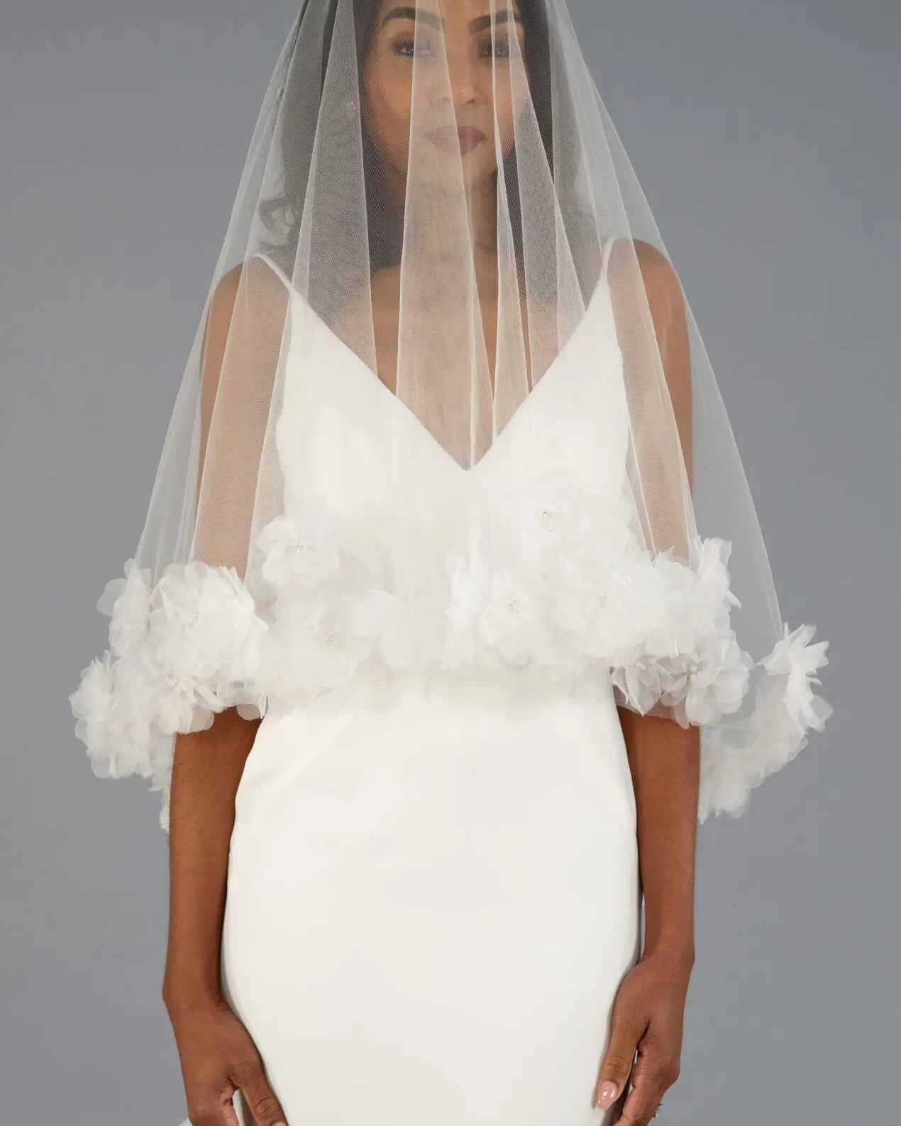 Fingertip Flower Veil | AVL0175 bridal-brilliance