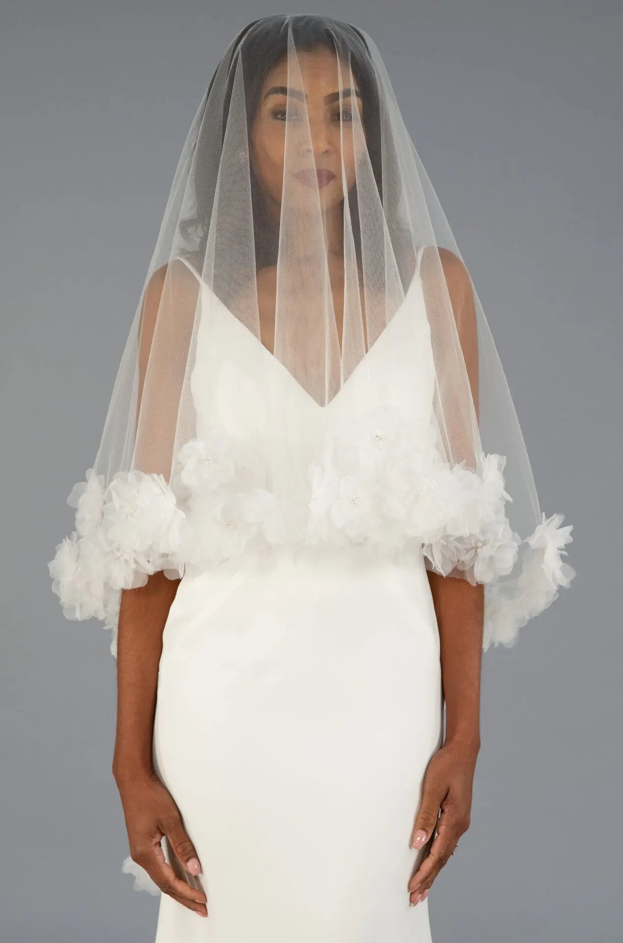 Fingertip Flower Veil | AVL0175 bridal-brilliance