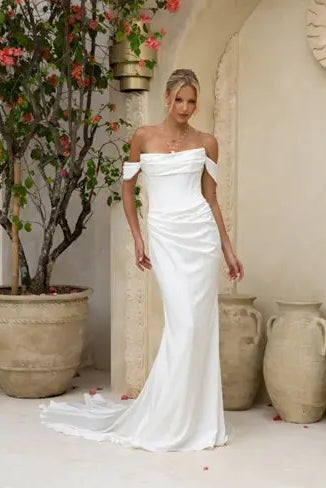 Millie Jessica Couture Wedding Dress Simple Off Shoulder