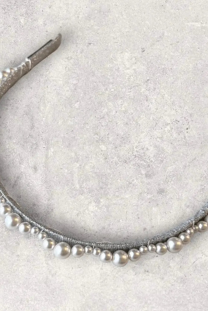 Sienna Pearl Headband - Silver bridal-brilliance