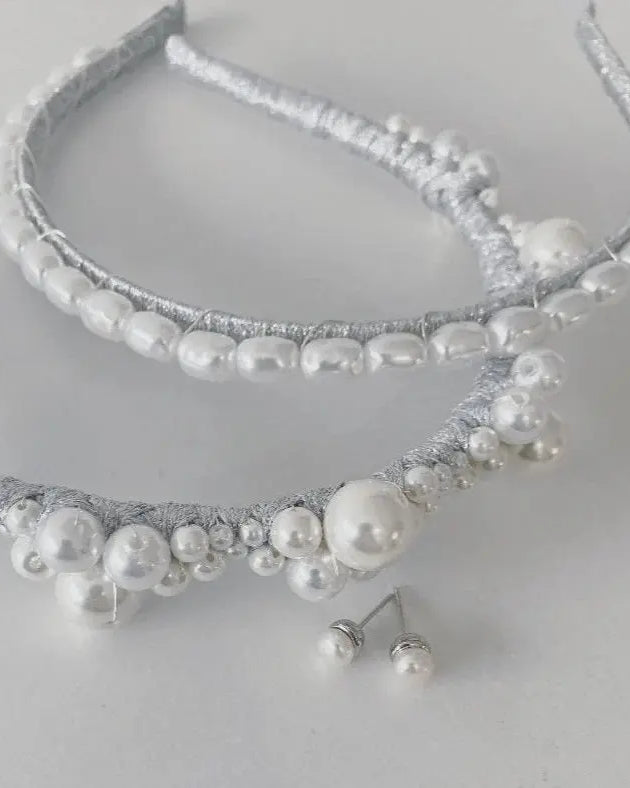 Charlotte Pearl Headband - Silver bridal-brilliance