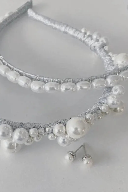 Charlotte Pearl Headband - Silver bridal-brilliance