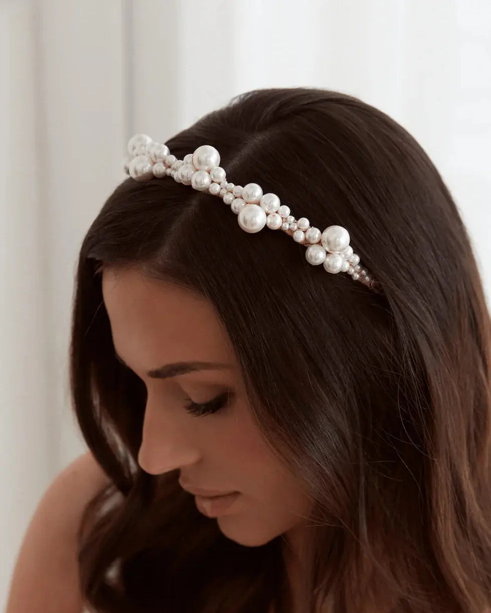 Charlotte Pearl Headband - Silver bridal-brilliance