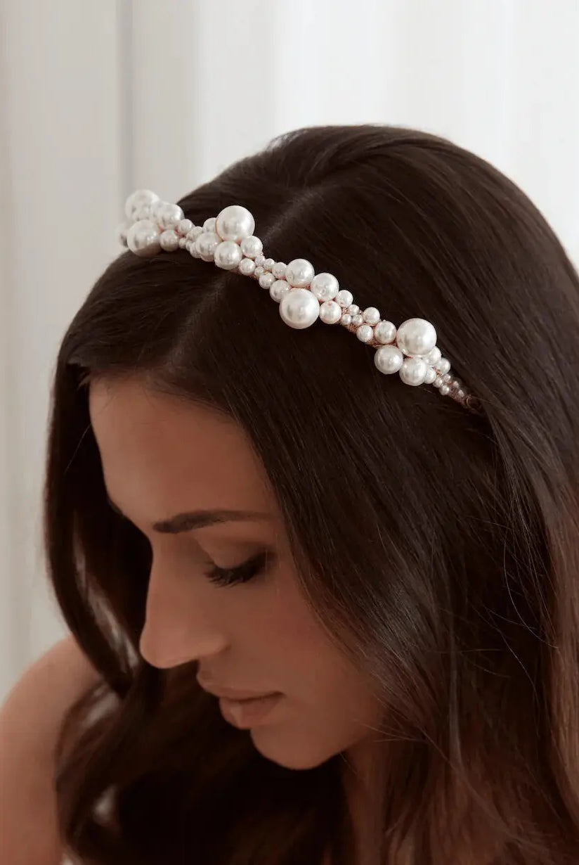 Charlotte Pearl Headband - Silver bridal-brilliance
