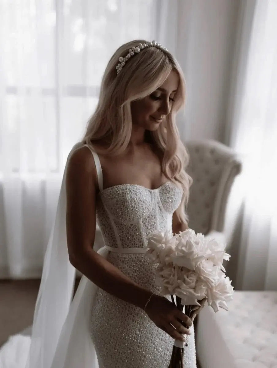 Charlotte Pearl Headband - Silver bridal-brilliance