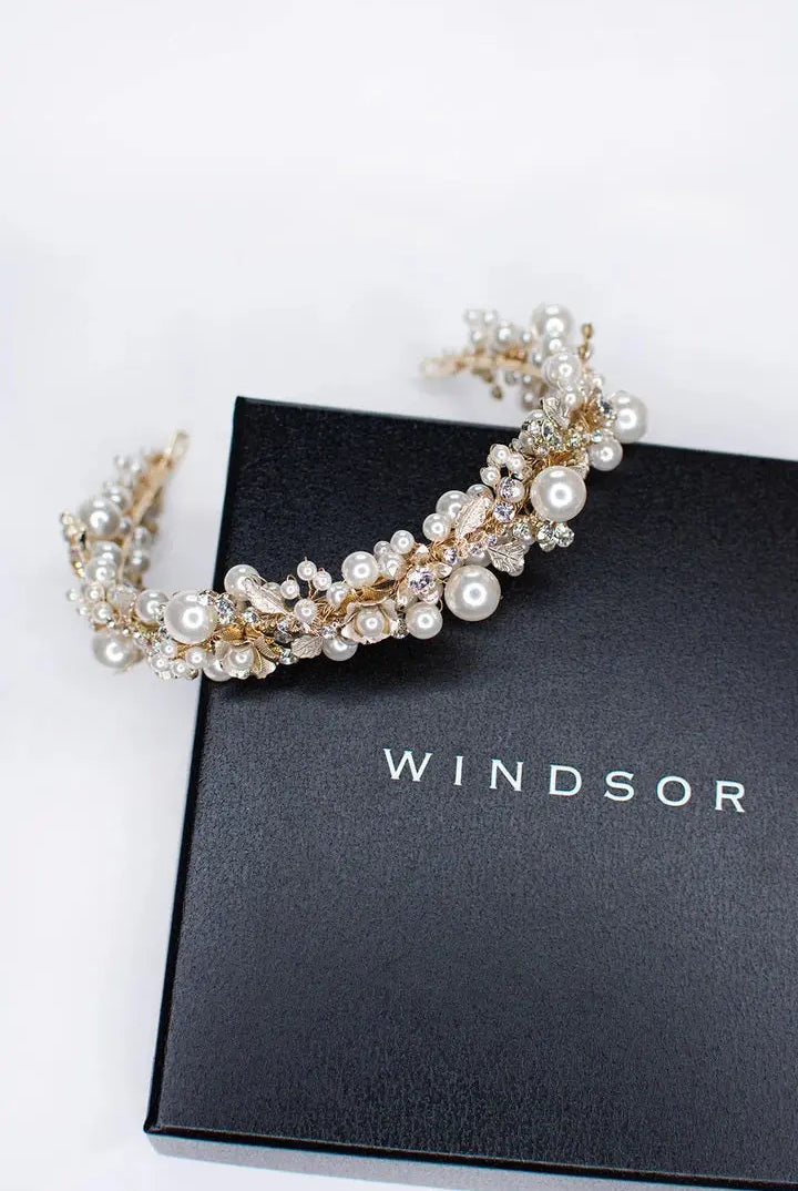 Gold Pearl Headband Stella York