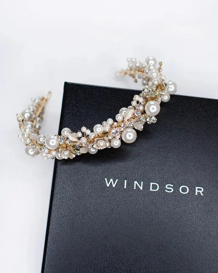 Gold Pearl Headband Stella York