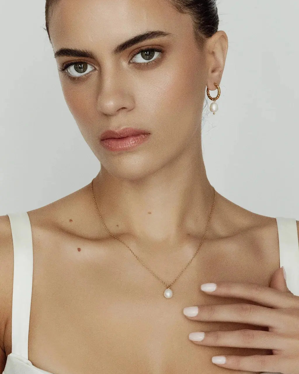 Leena Pearl Earring + Necklace Set bridal-brilliance