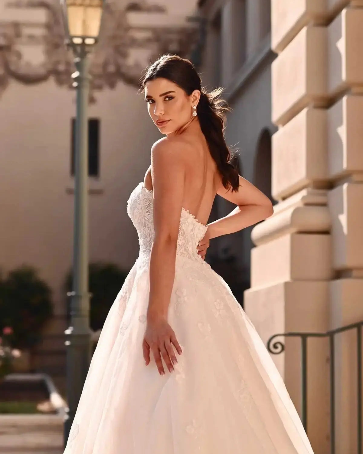 Stella York floral lace Aline wedding dress