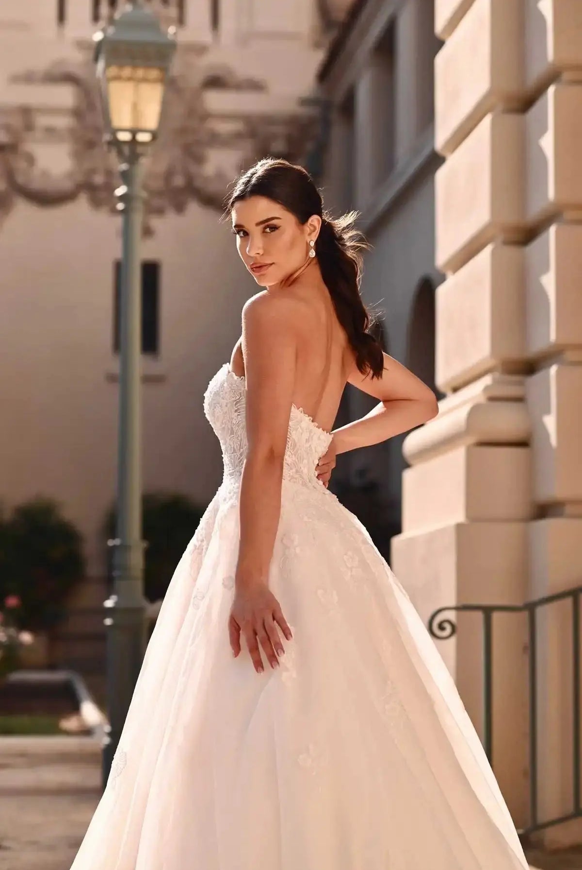 Stella York floral lace Aline wedding dress