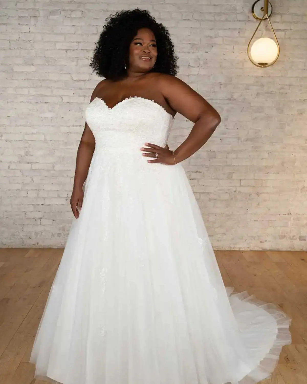 Stella York plus size floral lace Aline wedding dress
