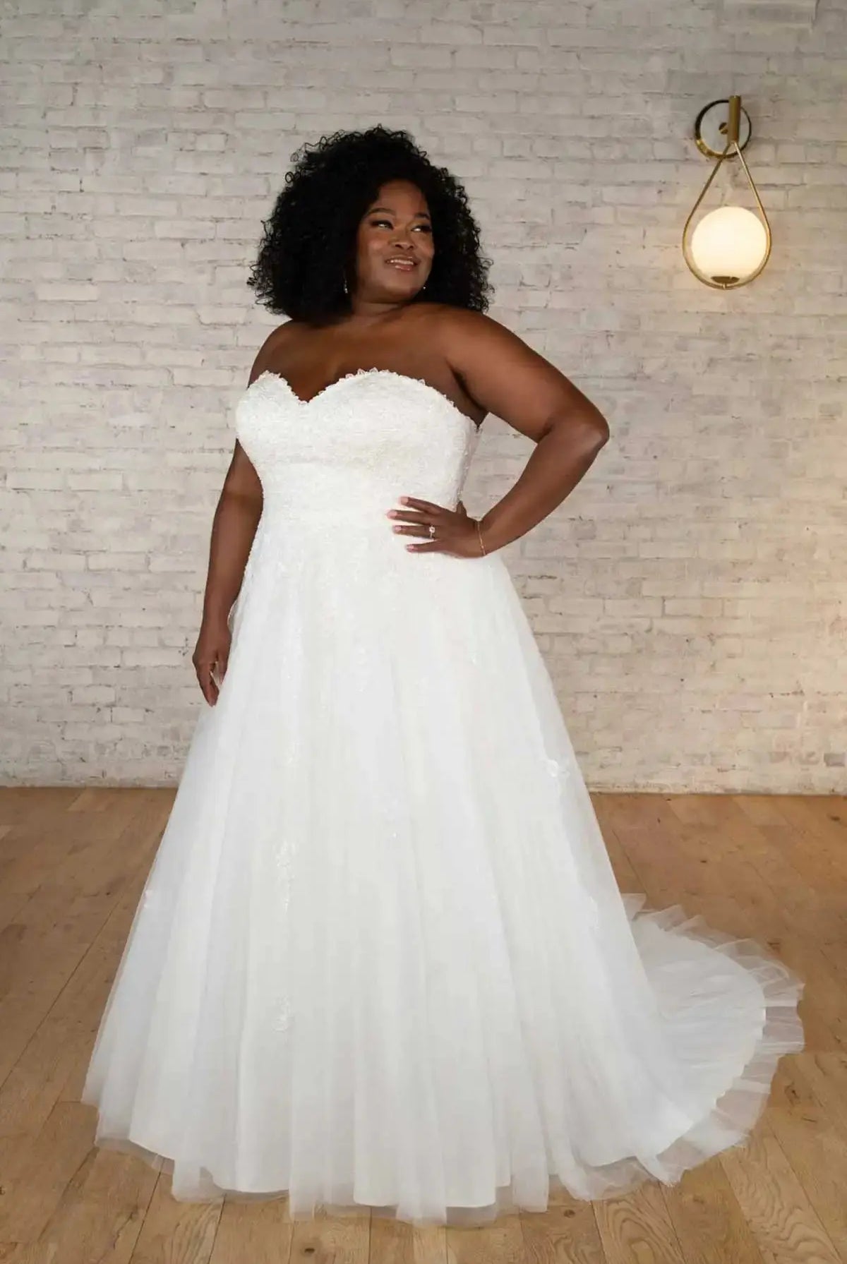 Stella York plus size floral lace Aline wedding dress