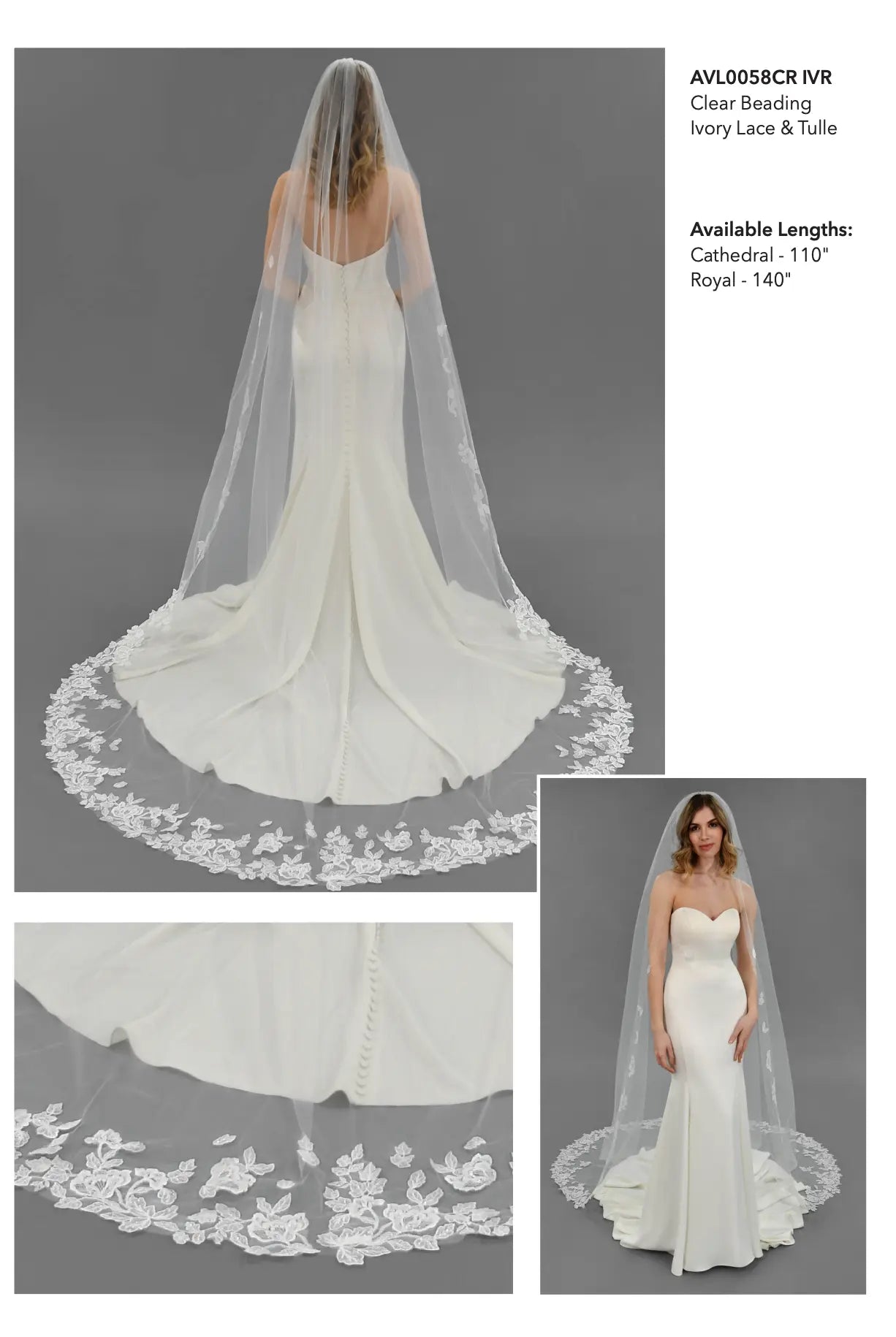 Stella York Flower Lace edge Veil - Bridal Brilliance