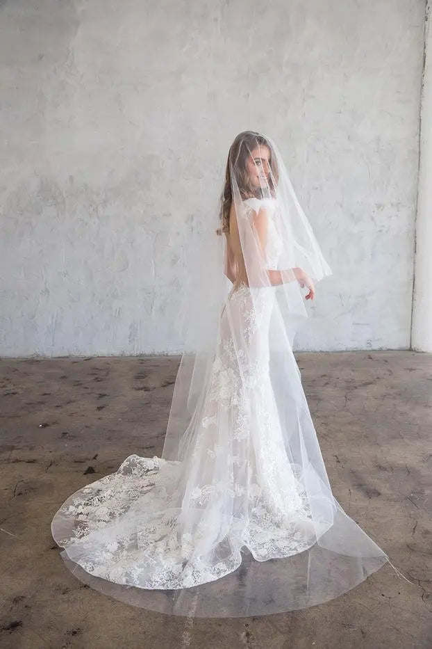 Cathedral length veil with blusher - Bridal Brilliance