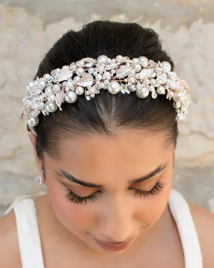 WH7362 Rose Gold Heather band bridal-brilliance