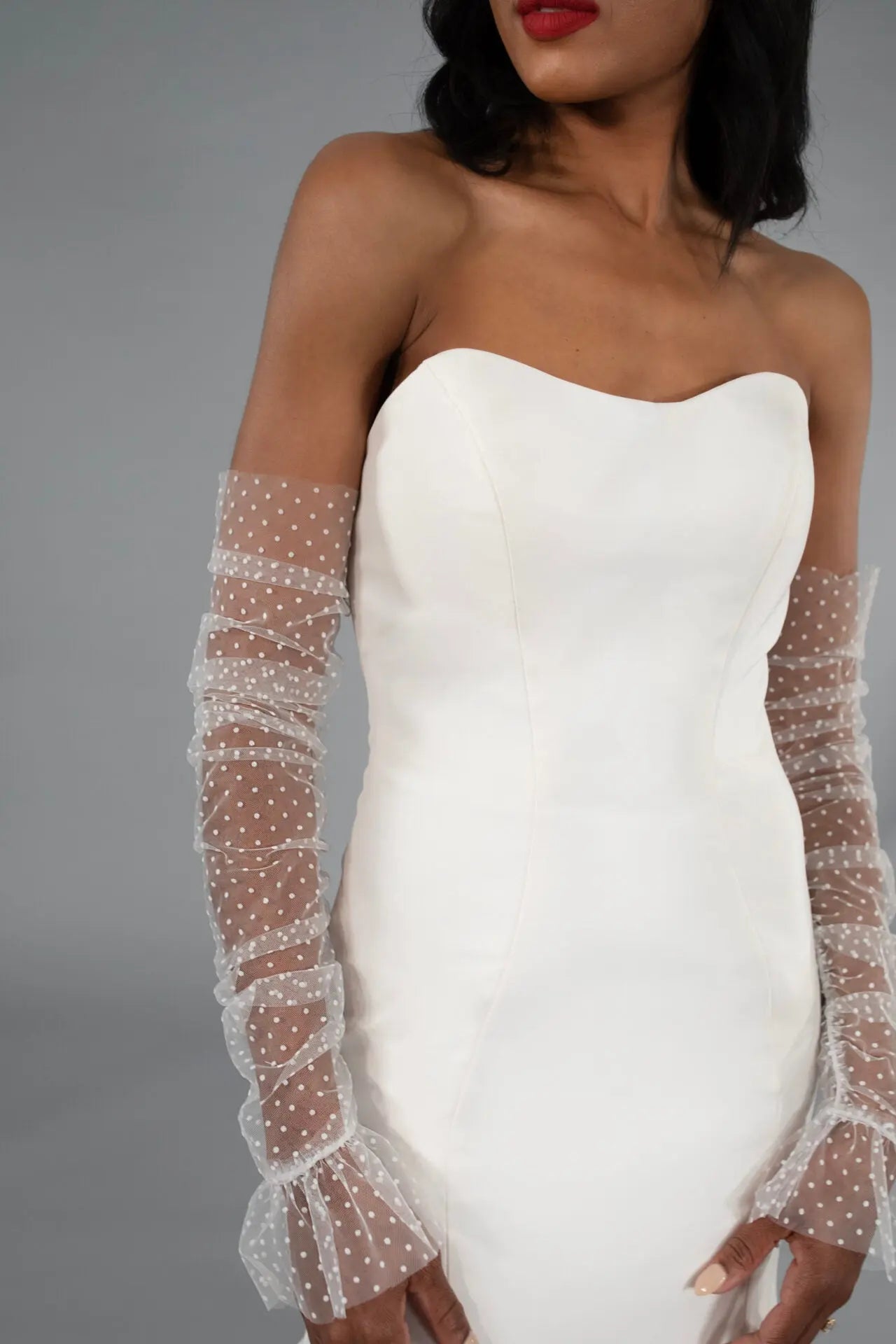 Polka Dot Tulle Sleeves bridal-brilliance