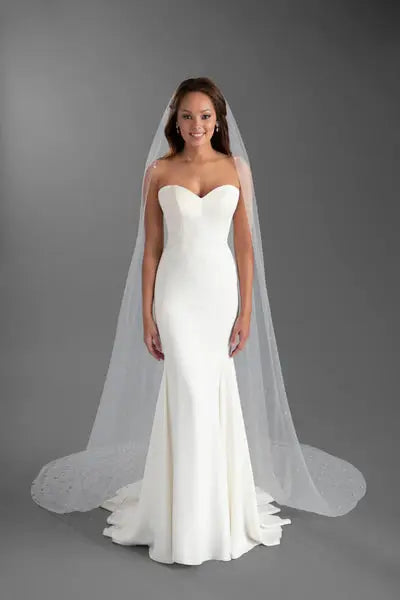 Chapel Pearl Veil | AVL0043IV bridal-brilliance