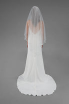 Beaded Trim Fingertip Veil | AVL0129 bridal-brilliance