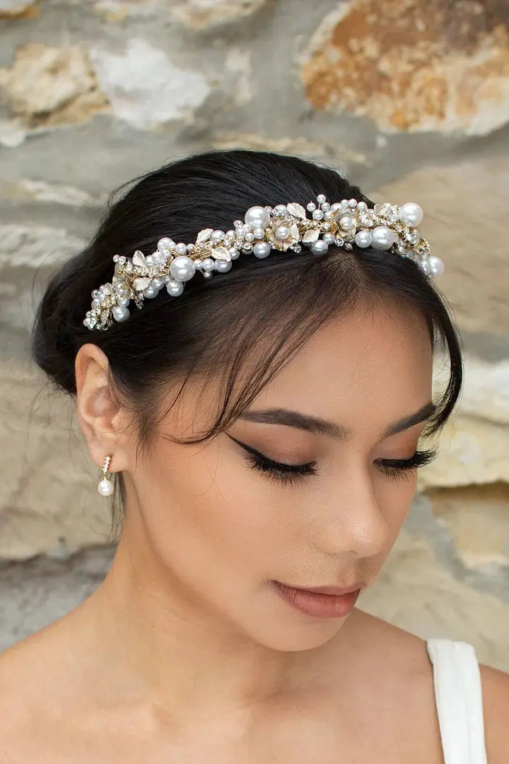 Gold Pearl Headband Stella York