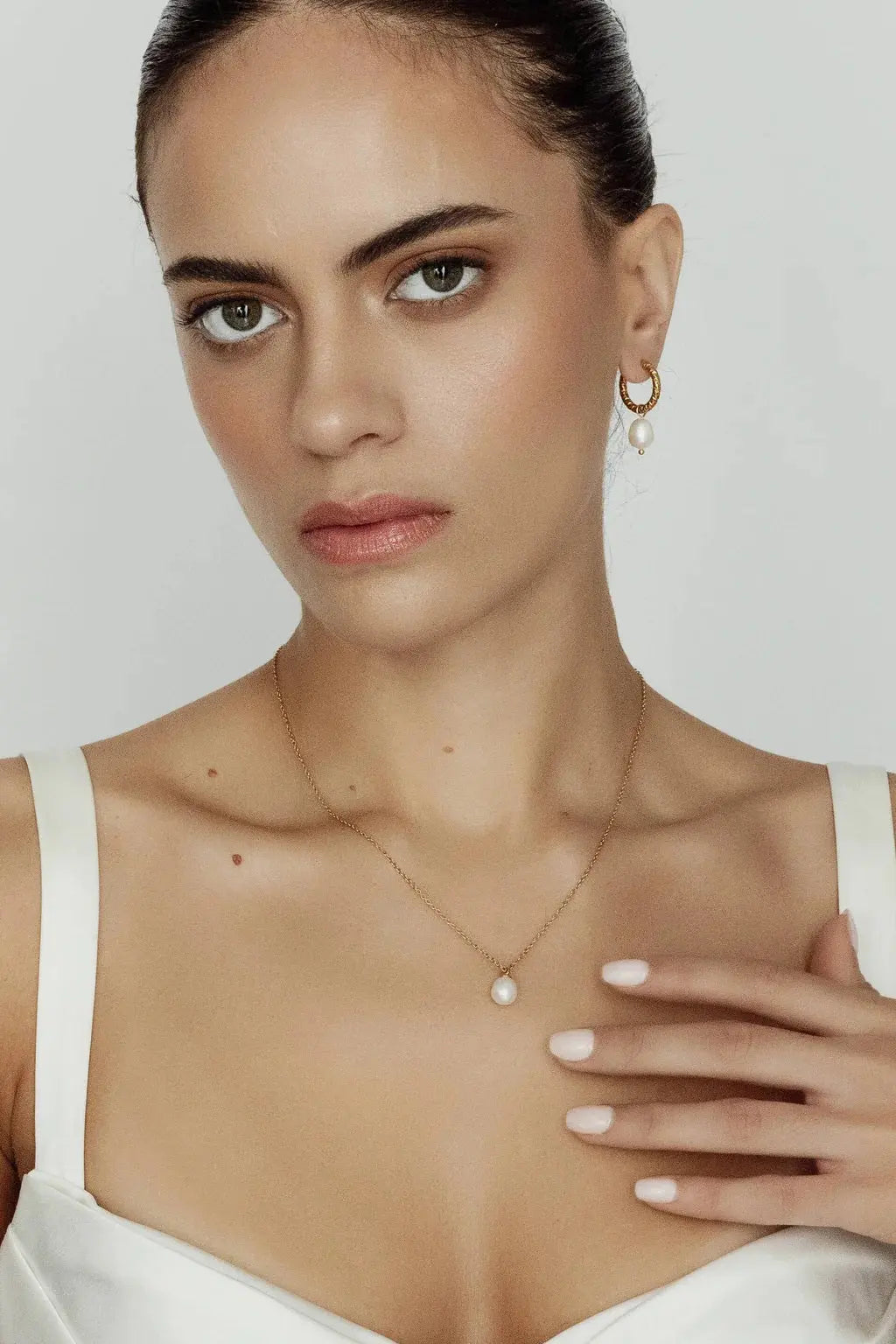 Leena Pearl Earring + Necklace Set bridal-brilliance