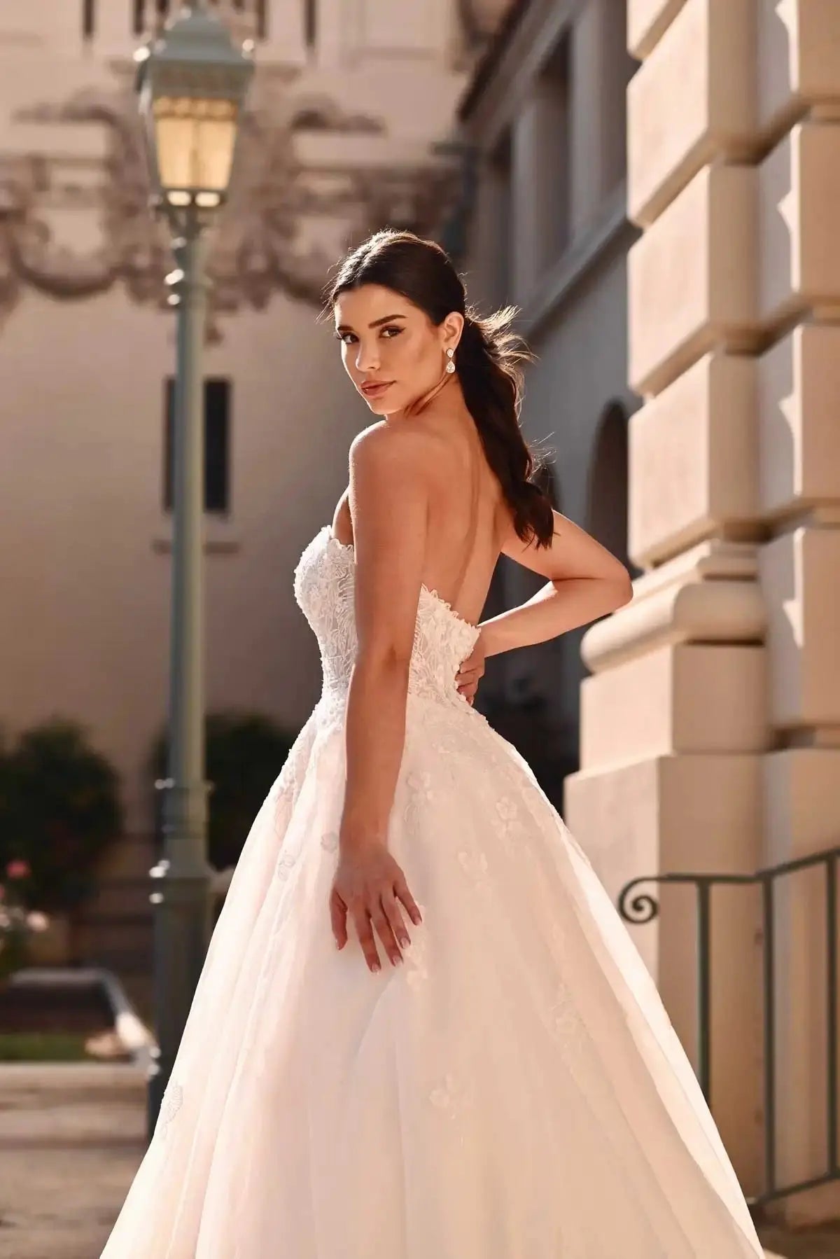 Stella York floral lace Aline wedding dress