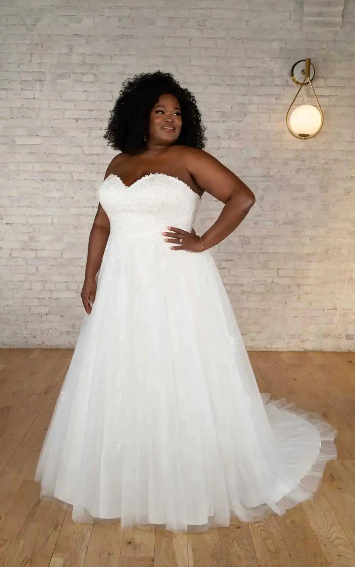 Stella York plus size floral lace Aline wedding dress